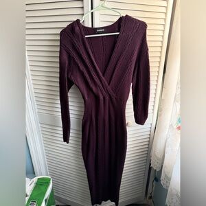 Express Women's Deep Purple Long Sleeve Dress
